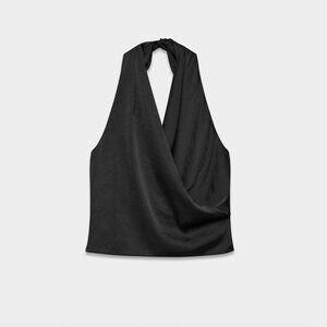 Aritzia Wilfred Martini Satin Blouse Black